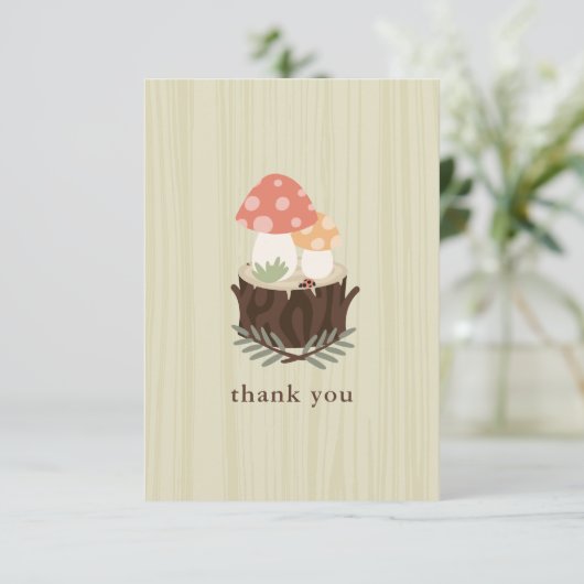 Niedlich Mushroom Baby Dusche Vielen Dank Dankeskarte (Stehend Vorderseite)
