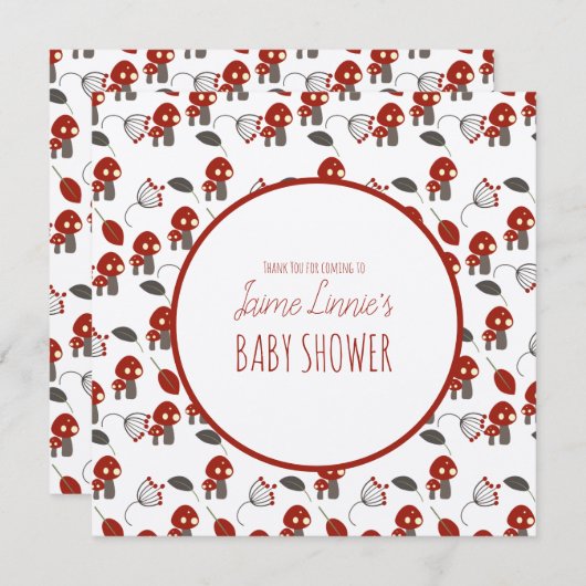 Niedlich Mushroom Baby Duschgarten Wald Danke (Vorne/Hinten)