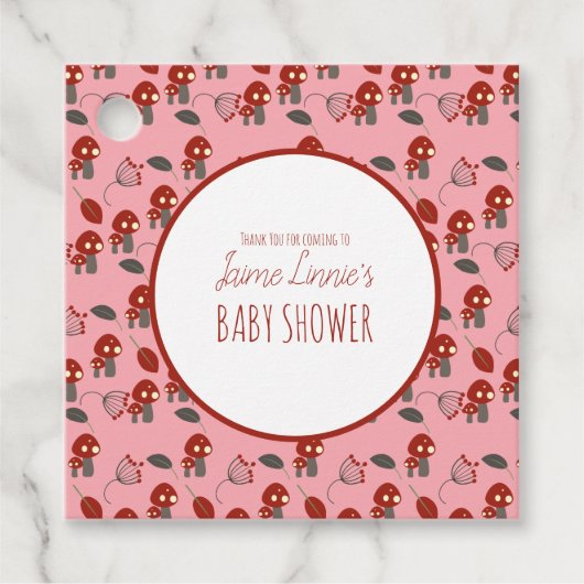 Niedlich Mushroom Baby Duschgarten Wald Danke Geschenkanhänger (Vorderseite)