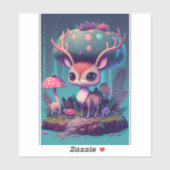 Niedlich Mushroom Deer Fantasy Art Sticker (Blatt)