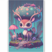 Niedlich Mushroom Deer Fantasy Art Sticker (Vorderseite)