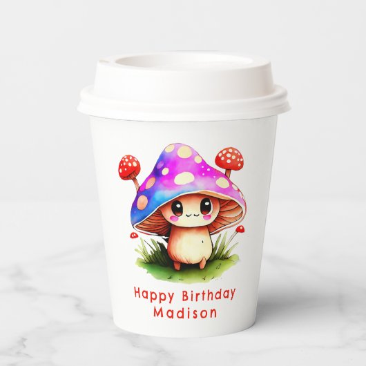 Niedlich Mushroom Geburtstag Pappbecher (Rückseite)