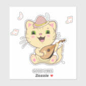 Niedlich Musical Tabby Ginger Caramel Cat Sticker (Blatt)