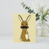 Niedlich Mustache Bunny Cartoon Postkarte (Stehend Vorderseite)