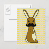 Niedlich Mustache Bunny Cartoon Postkarte (Vorne/Hinten)