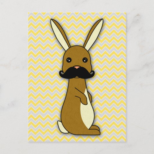 Niedlich Mustache Bunny Cartoon Postkarte (Vorderseite)