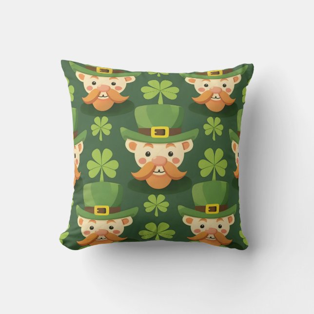 Niedlich Mustache Leprechaun Kissen (Vorderseite)