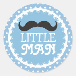 Niedlich Mustache Little Man Baby Dusche Blue Star Runder Aufkleber