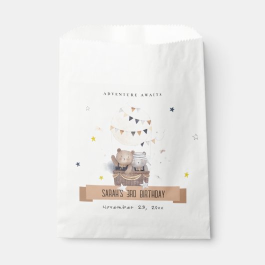 Niedlich Mute Teddy Hot Air Ballon Kindergeburtsta Geschenktütchen (Vorderseite)