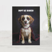 Niedlich Mutt Puppy Dog Vampire Happy Halloween Karte (Vorderseite)
