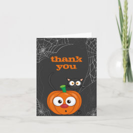 Niedlich n Spooky Cat und Pumpkin Halloween Dankeskarte