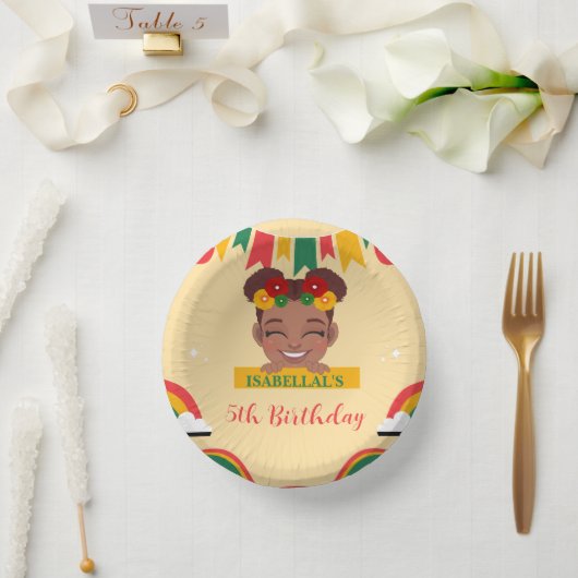 Niedlich nach Regenbogen afrikanische Amerikanerin Pappteller (Hochzeit)