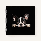 Niedlich nachdenklicher Boston Terrier Puppy Notizblock (Vorderseite)