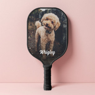 Niedlich Name Pet Foto Dark Gradient Overlay Pickleball Schläger