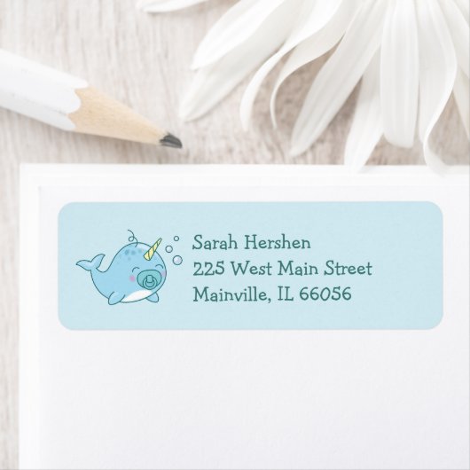 Niedlich Narwhal Baby Shower Kawaii Blue Boy (Insitu)