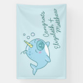 Niedlich Narwhal Baby Shower Kawaii Blue Boy Banner (Vertikal)