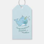 Niedlich Narwhal Baby Shower Kawaii Blue Boy Geschenkanhänger (Vorderseite)