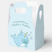 Niedlich Narwhal Baby Shower Kawaii Blue Boy Geschenkschachtel (Geöffnet)