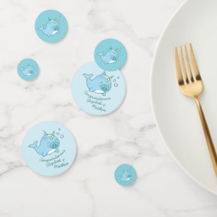 Niedlich Narwhal Baby Shower Kawaii Blue Boy Konfetti