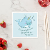 Niedlich Narwhal Baby Shower Kawaii Blue Boy Serviette (Beispiel)