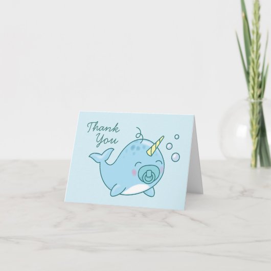 Niedlich Narwhal Baby Shower Kawaii Danke Blue Boy (Vorderseite)