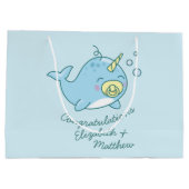 Niedlich Narwhal Baby Shower Kawaii Große Geschenktüte (Rückseite)