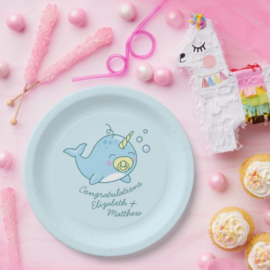 Niedlich Narwhal Baby Shower Kawaii Pappteller (Party)