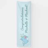Niedlich Narwhal Baby Shower Kawaii Pink Girl Banner (Vertikal)