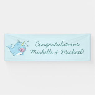 Niedlich Narwhal Baby Shower Kawaii Pink Girl Banner