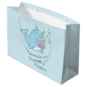 Niedlich Narwhal Baby Shower Kawaii Pink Girl Große Geschenktüte