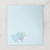 Niedlich Narwhal Baby Shower Kawaii Pink Girl Platzkarte (Außenseite Aufgefaltet)