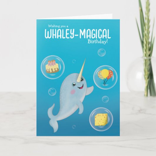 Niedlich Narwhal Birthday Karte (Vorderseite)