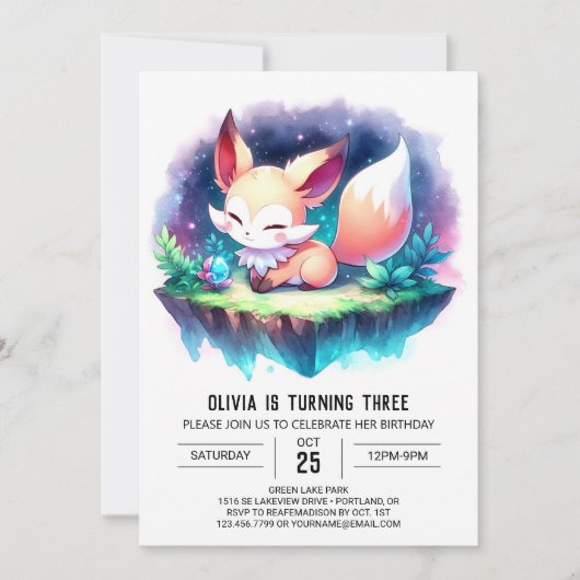 Niedlich Nature Fox Geburtstag digital Einladung (Vorderseite)