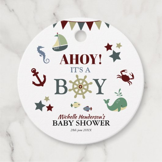 Niedlich Nautical Ahoy! Die Babydusche Geschenkanhänger (Vorderseite)