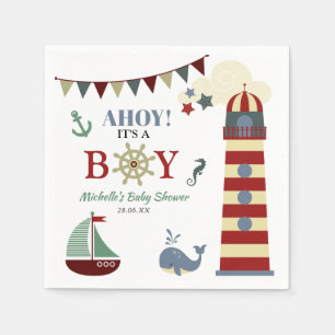 Niedlich Nautical Ahoy! Die Junge Babydusche Napki Serviette