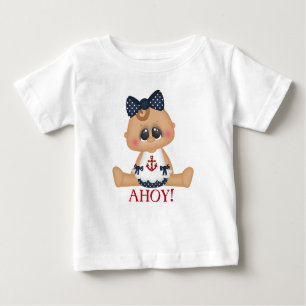 Niedlich Nautical Baby Girl Ahoy! Baby T-shirt