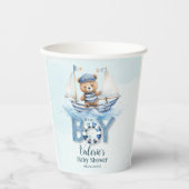Niedlich Nautical Blue Boat Teddy Bear Boy Baby Du Pappbecher (Vorderseite)
