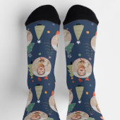 Niedlich Navy Blauer Weihnachtsfeiertag im Foto Socken (Oben)