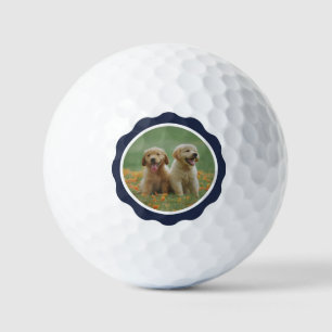 Niedlich Navy Blue Abzeichen Puppy Dog Foto Golfball