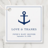 Niedlich Navy Blue Anchor Boy Nautical Baby Dusche Geschenkanhänger (Vorderseite)