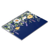 Niedlich Navy Blue Boho Wildblumen Notebook Journa Notizblock (Linke Seite)