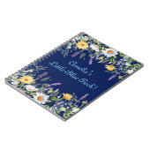 Niedlich Navy Blue Boho Wildblumen Personalisiert Notizblock (Linke Seite)