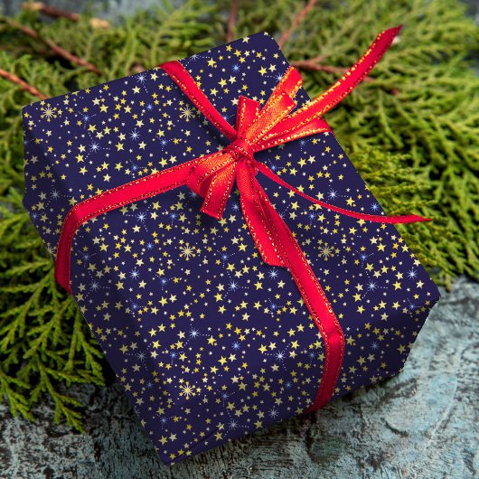 Niedlich Navy Blue Celestial Pattern Fun Lovely St Geschenkpapier