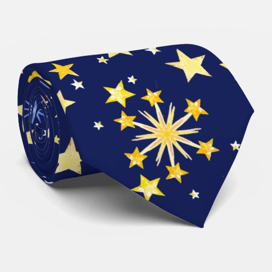Niedlich Navy Blue Celestial Pattern Fun Lovely St Krawatte (Gerollt)