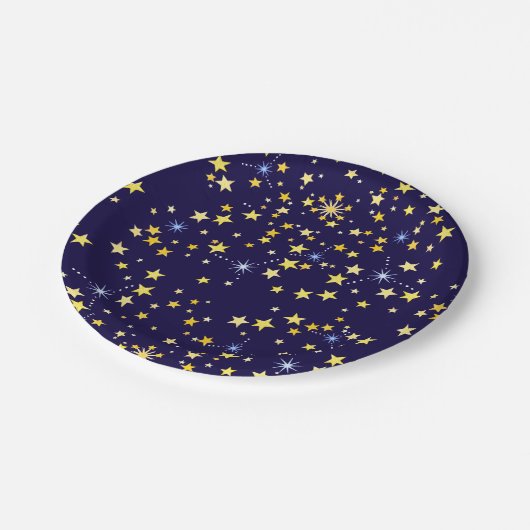 Niedlich Navy Blue Celestial Pattern Fun Lovely St Pappteller (Schrägansicht)