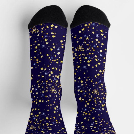 Niedlich Navy Blue Celestial Pattern Fun Lovely St Socken (Oben)