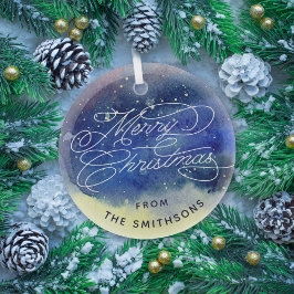 Niedlich Navy Blue  Name Frohe Weihnachten Ornament Aus Glas