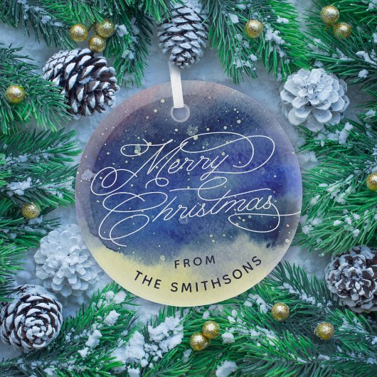 Niedlich Navy Blue Name Frohe Weihnachten Ornament Aus Glas