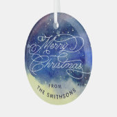 Niedlich Navy Blue Name Frohe Weihnachten Ornament Aus Glas (Vorderseite links)