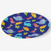 Niedlich Navy Blue Pattern Dinosaurier Geburtstag Pappteller (Schrägansicht)